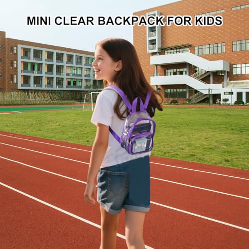 Clear Mini Backpack for Stadium Events - Purple PVC - 7.5x2.8x9