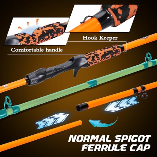 Sougayilang 6'10'' Medium Baitcasting Combo IM7 Graphite Rods, 7.1:1 Reel, 18lb Drag, EVA Handle