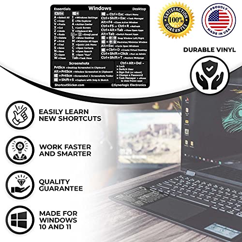 Windows Keyboard Shortcut Sticker - Black, Small - Essential Cheat Sheet