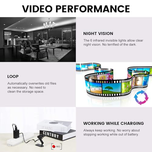 No WiFi Security Camera, Spy Camera with 32GB Memory Card,1080P FHD Small Camera, Portable Miniguard Cam with Night Vision, Motion Detection, Loop Storage, 360¡Æ Rotating Bracket