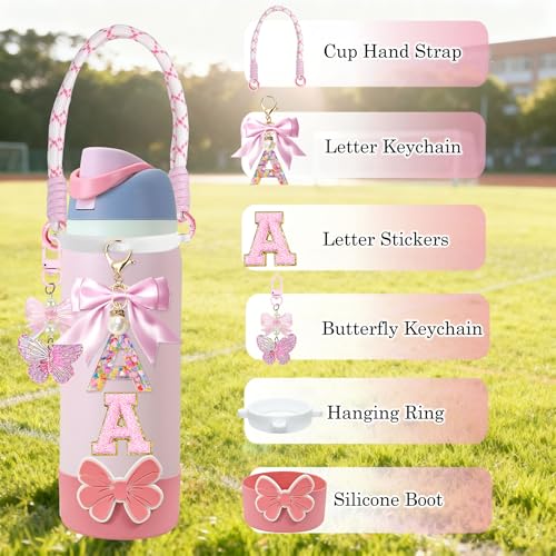 Bow Silicone Boot & Strap Set for 40oz Water Bottles - Pink