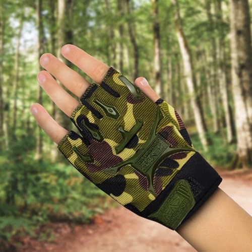Kids Fingerless Bike Gloves - Non-Slip, Breathable, 4.72 x 3.14 in