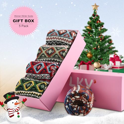 Cozy Wool Socks for Women - 5 Pairs, Multicolor - Gift Idea