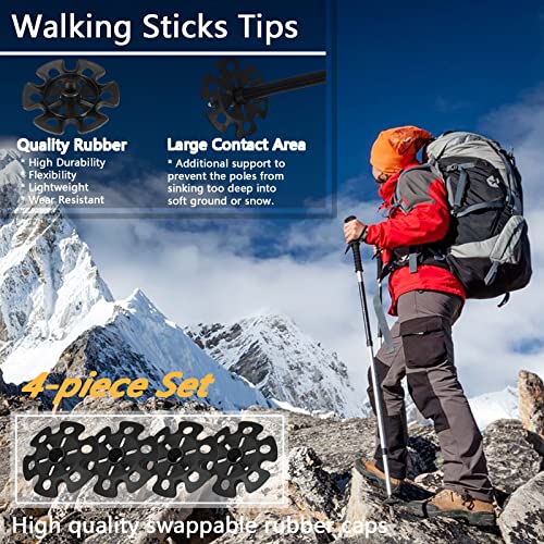 Rubber Trekking Pole Tips - 4pcs Sand Mud Ski Basket