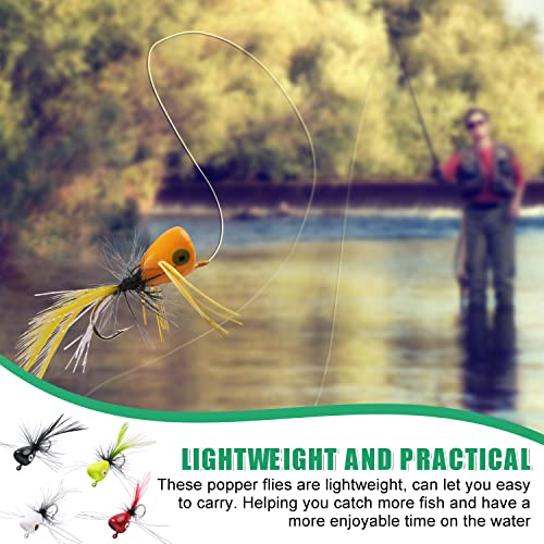 Fly Fishing Popper Lures Kit - 10pcs Red Bass Poppers for Freshwater