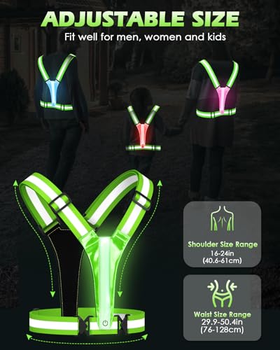 LED Reflective Vest for Running, Cycling & Walking - 5 Colors