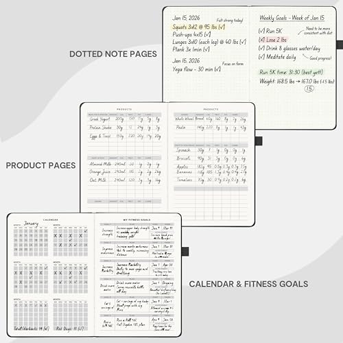 Fitness Journal with Daily Diet Tracker & Exercise Log - Pack of 2
