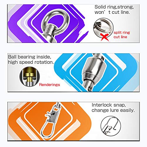 AMYSPORTS Fishing Swivels with Interlock Snap Ball Bearing Saltwater