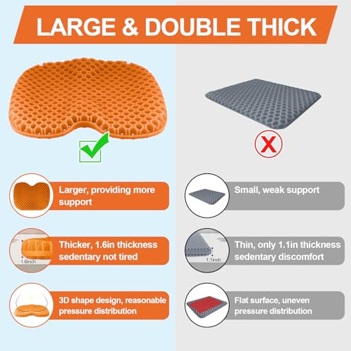 iMiibel Orange Anti Slip Kayak Seat Cushion Waterproof Gel Support Pad
