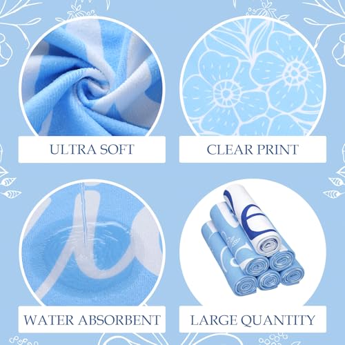 Bridal Beach Towel Set 6 Pcs Blue & White 30x67 Inches - CrystalSylara