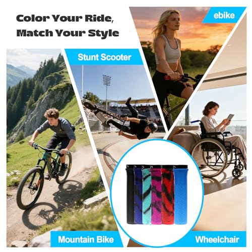 Ergonomic Non-Slip Bike Grips - Blue, Comfortable Handlebar Grips