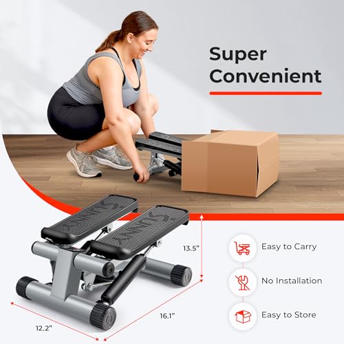 Mini Stair Stepper with Resistance Bands for Full Body Cardio