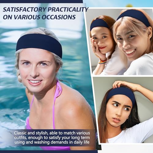 Hotop 12 Pack Navy Blue Sport Headbands Elastic Sweatbands for Women