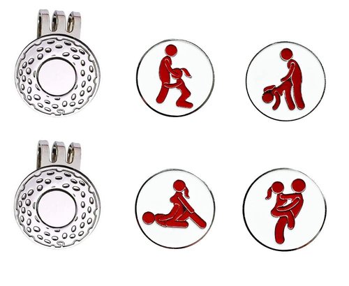 6 PCS Funny Adult Golf Ball Markers Hat Clip with Magnetic for Men Women Golfer Gifts Enamel Technique