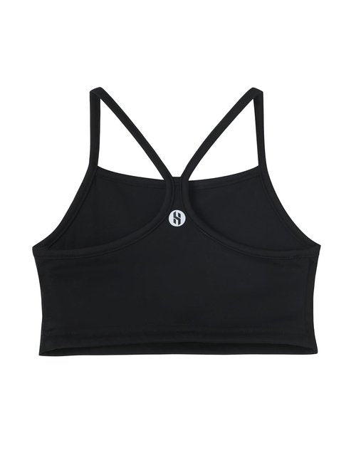 Hvididan Black Sports Bra Girls - Size 10-12 Spaghetti Strap Y Back Training Bras Racerback Yoga Bralette Comfort Crop Top