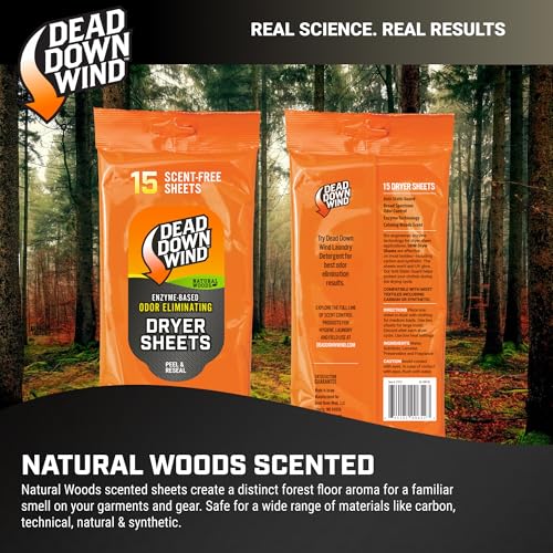 Natural Woods Scented Dryer Sheets - Odor Eliminating 15 Ct