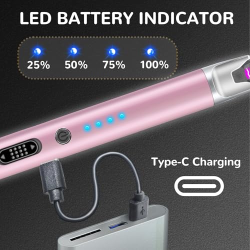 Electric Candle Lighter - 2 Pack USB Rechargeable Flameless Arc Lighters - Pink & Blue