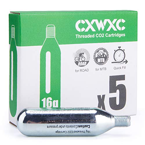 CXWXC 16g CO2 Cartridges for Bike Tires, 5 Pack - Threaded 3/8-24