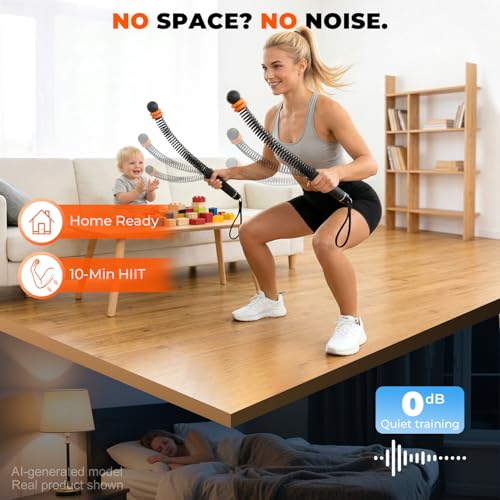 Cordless Battle Ropes for Full Body HIIT Workout - Black