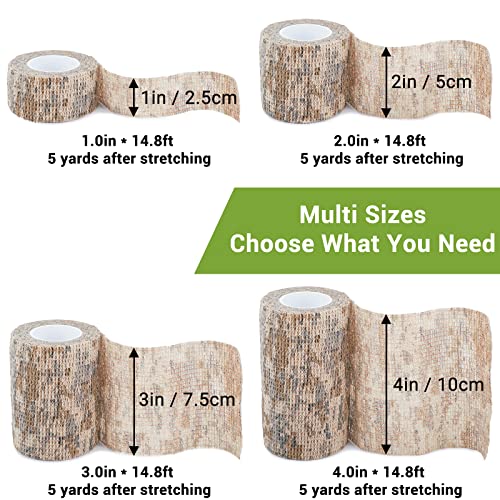 Treaful Desert Camo Wraps Tape 2in x 14.8ft Self-Adhesive Camouflage Bandage