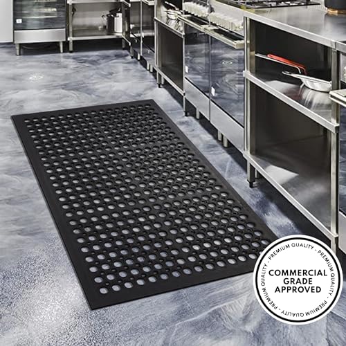 A1HC New All Purpose Anti Fatigue Versatile Rubber Floor Mat with Drain Holes ? Perfect as Workplace Mat, Restaurant Kitchen Mat, Bar Area Mat, Commercial, Industrial Anti Fatigue Mat 32x47 Inches