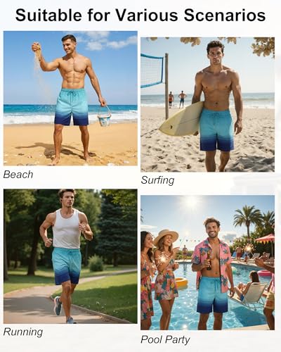Justay 2 in 1 Mens Swim Trunks 7 Inch, Beach Shorts with Pockets