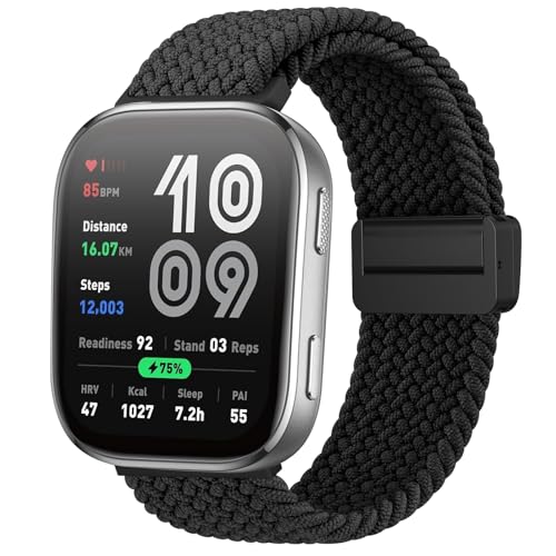 Magnetic Braided Watch Band for Amazfit Bip 6 / Bip 5 - Black