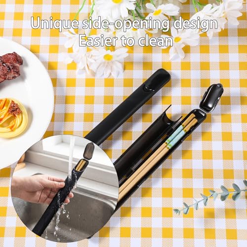 Chopsticks Storage Case - 2-Pack Portable Utensil Holder - Black