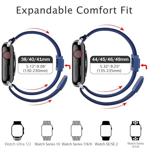 Nylon Elastic Solo Loop Watch Band with Magnetic Clasp - Gray, 49mm