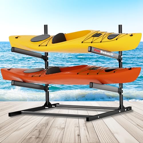 2-Tier Kayak Storage Rack - Freestanding Steel Stand for Canoes, SUPs & Surfboards