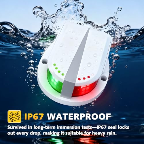 QLOOASEA White Marine Navigation Lights LED Waterproof 12V Bi-Color Bow Light for Boats