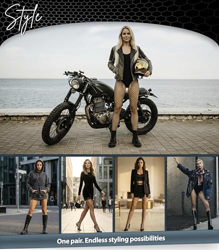 Black Fishnet Tights - High Waist Crotchless Pantyhose for Women