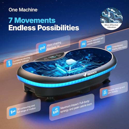 4D Vibration Plate Exercise Machine - 7 Modes, 120 Speeds, Black