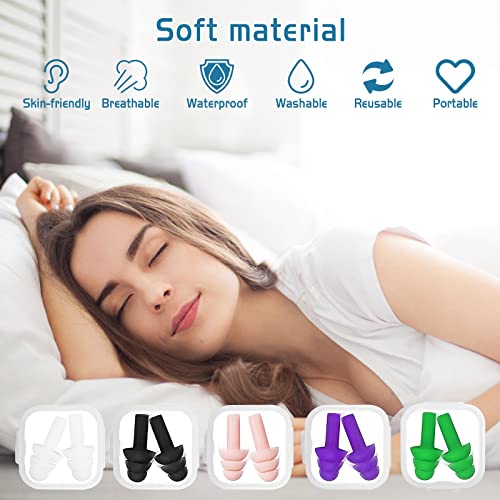 10 Pairs Reusable Silicone Swimming Earplugs with Case