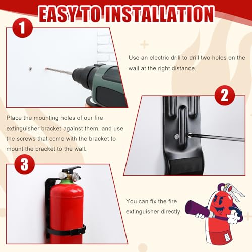 2pcs Home Fire Extinguisher Mount Bracket, 5 LB Metal Truck Fire Extinguisher Mounting Bracket, Mini Extinguishers Mount Holder Kit for Vehicle and Home