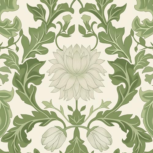 Peel and Stick Wallpaper for Home Decoration Kitchen Botanical Crest Wallpaper Removable Vinyl Self Adhesive Shelf Paper & Drawer Liner Roll House, Workshop & Office 17.3" x 118" SM-120-3