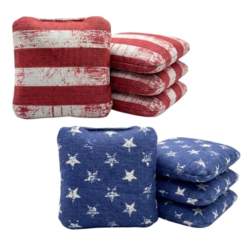 Professional Cornhole Bags - 16 oz Dual Sided with Resin Fill - Stars/Stripes