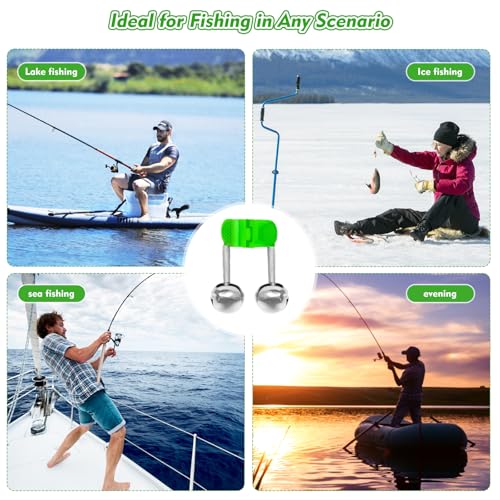 Dual Alert Fishing Bells Clip On Night Ice Rod Bell Set - 50 pcs