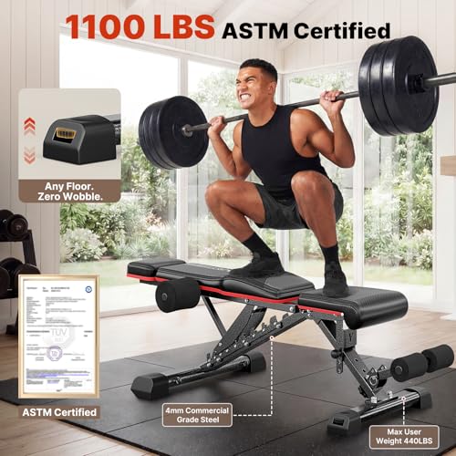 Adjustable Weight Bench with Bench Press Stand - Black