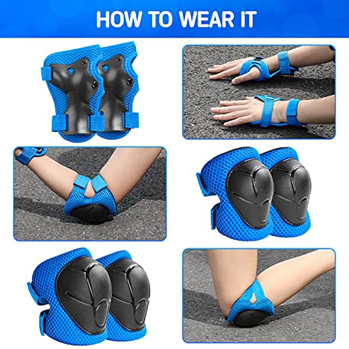 Kids Protective Gear Set - Knee Pads, Elbow Pads & Wrist Guards for Ages 3-14