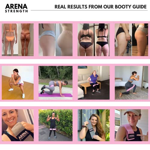 Arena Strength Fabric Booty Bands - Pink, Gray, Black Hip Resistance Loops with Workout Guide