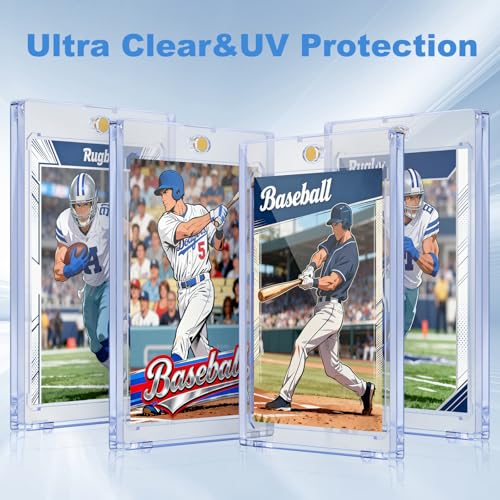 100 Pcs Magnetic Card Holders for Trading Cards - UV & Scratch Protection, 35pt Thick Cards, Clear Acrylic Display Case