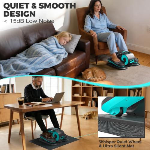 Under Desk Elliptical Exerciser - 12 Speed, Quiet & Portable - Lake Blue
