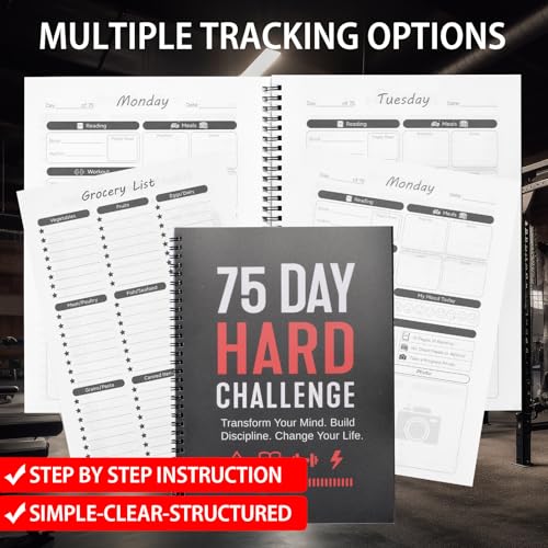 75 Hard Challenge Journal - Daily Progress & Tracker Planner