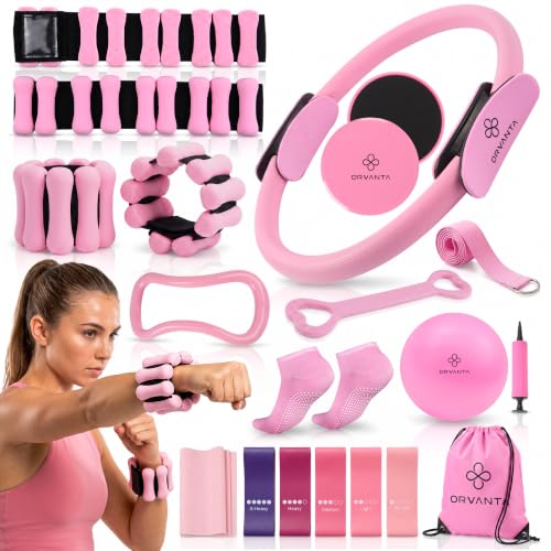 19-Piece Pilates Kit for Home Workouts - Full Body Exercise Set