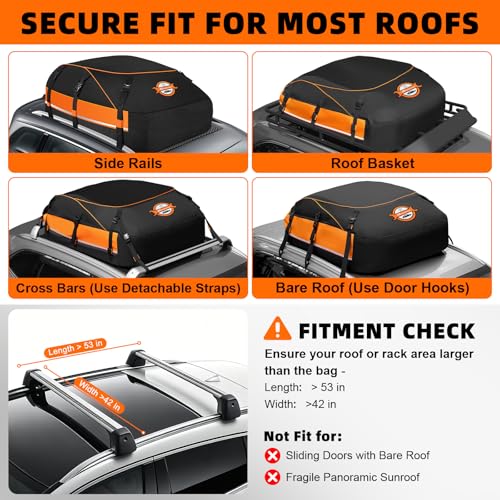 20 Cubic Feet Rooftop Cargo Carrier Bag - Waterproof & Aerodynamic