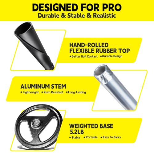 SPOYNAL 25"-37" Adjustable Batting Tee for Baseball & Softball – Soft-Touch Top, Round Base