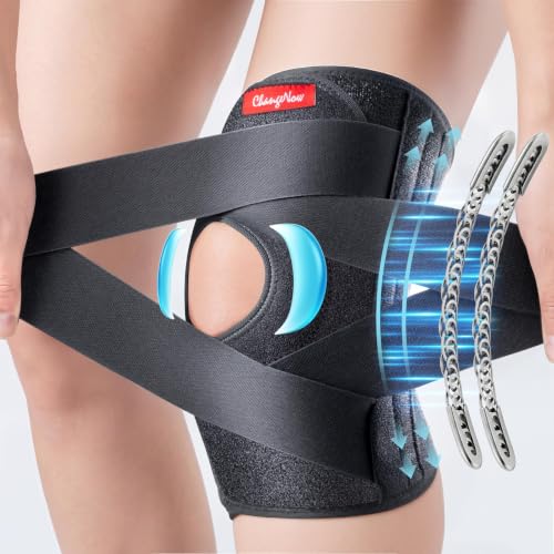 Changenow Medical Knee Brace for Women & Men, Black Large with Side Stabilizers