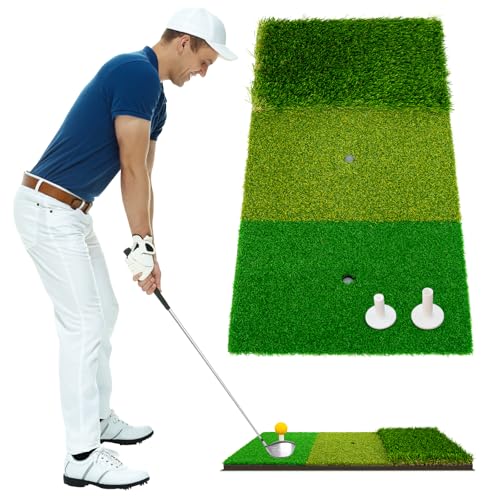 GearJoy Three-Grass Golf Practice Mat for Backyard & Indoor Swing Training