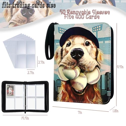 Baseball Card Binder - 400 Pockets, 3 Ring Zipper Album - Black